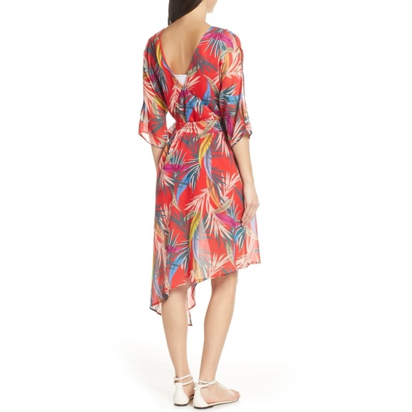 RED CARTER Floral Eliza Tassel Sleeve Wrap Dress L - Picture 4 of 10